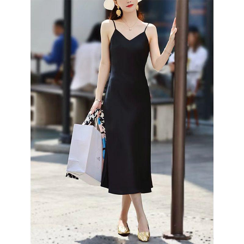 

Final Piece: Elegant A-Line Slip Dress with Cut Label, Great Drape M (suggested for 40-50 kg) чёрный