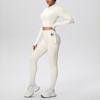 Zipper Crop Top Jacket & High-Waist Butt-Lifting Pocketed Pants Sports Set - Perfect for Yoga, Running, & Casual Fitness.