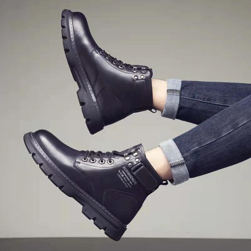 Мужские мотоциклетные ботинки Зимние теплые ботинки на платформе 2024 года Спортивные — фото 7