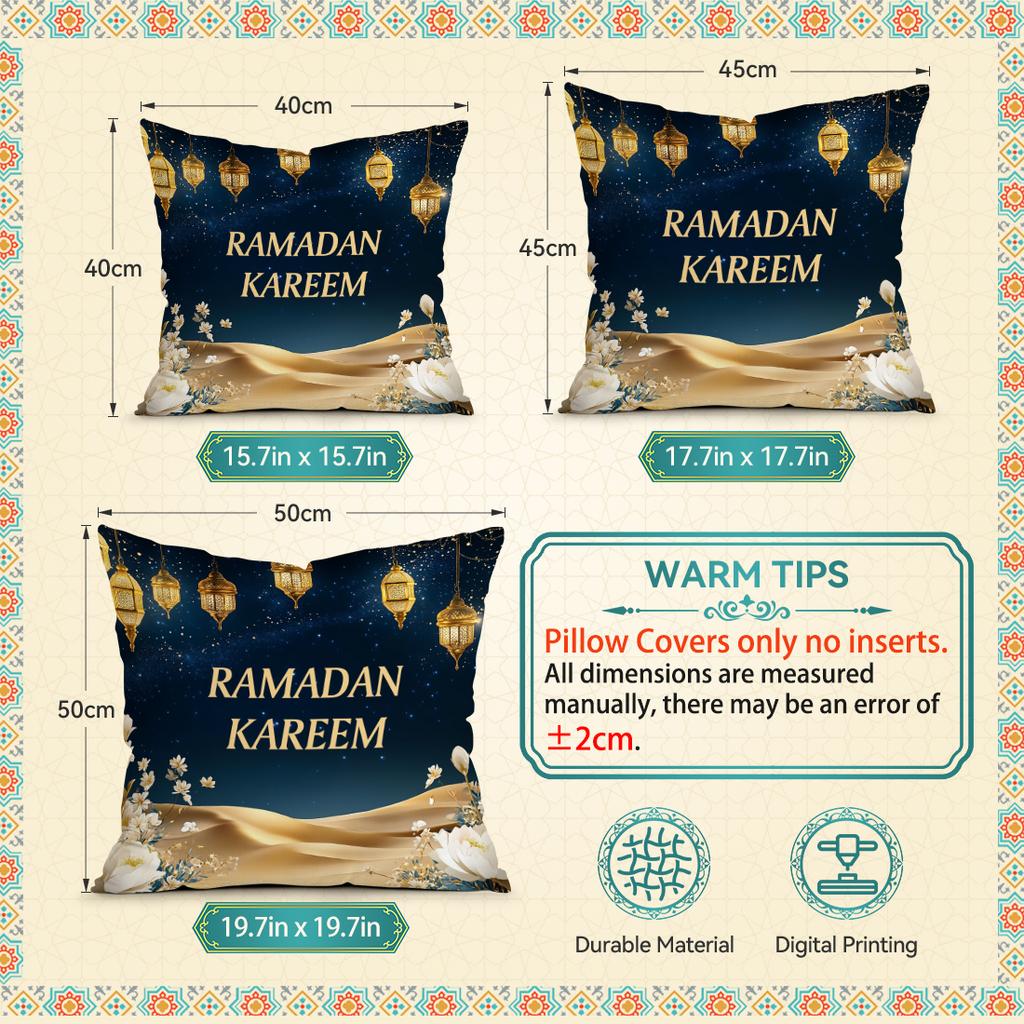 Ramadan New Moon Lantern Pillowcase Printed Polyester 40/45/50Cm Throw Pillowcover Decorative Sofa Cushion Pillowslip Home Decor