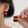 Autumn and Winter Flocking Cute Bear Pearl Stud Earrings Niche Design Earrings Women's Retro Girl Earrings New Trendy