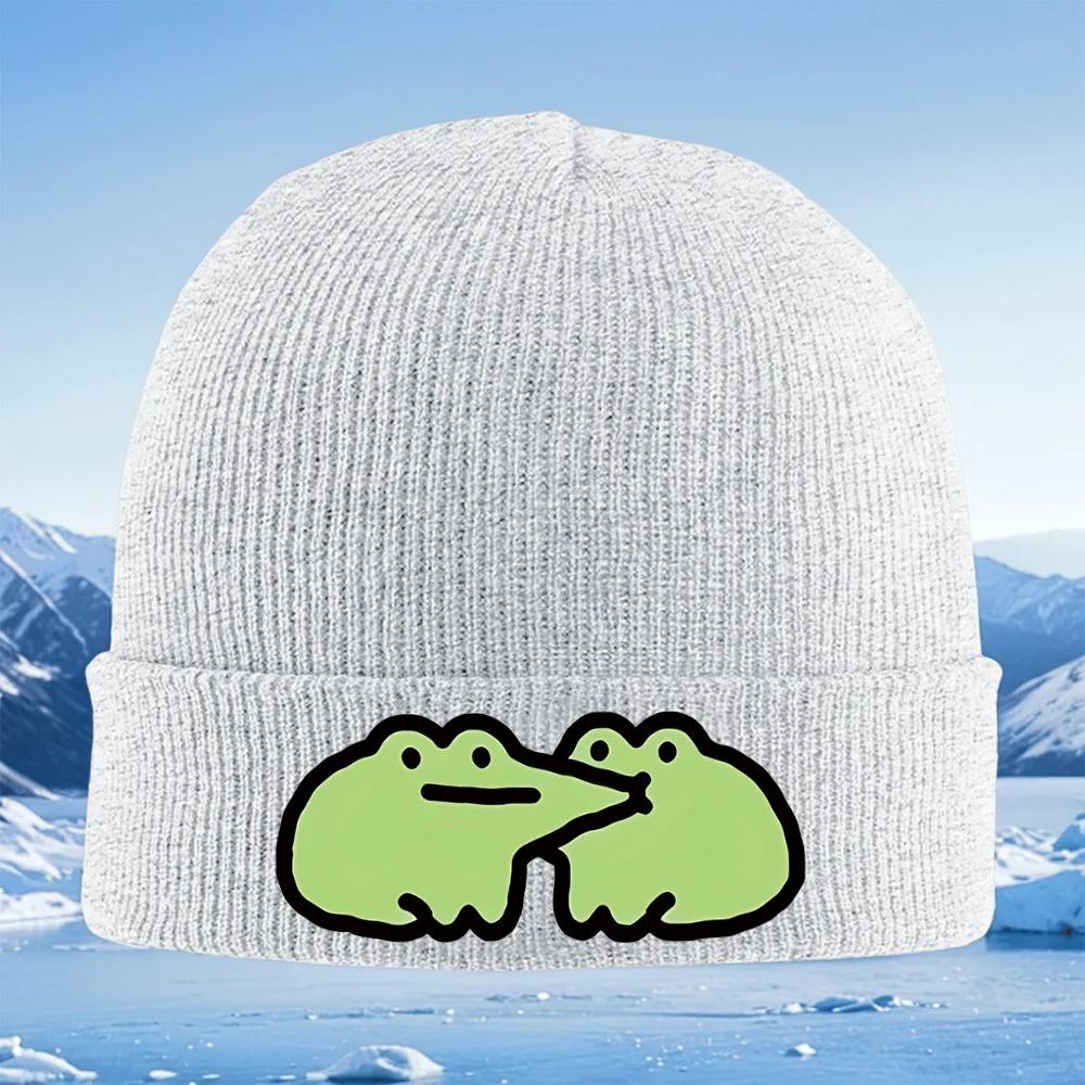 Two Frogs Kissing Each Other Unisex Women Unisex Knitted Hat Beanie Pullover Cap Winter Thermal Warm Christmas Outdoor Cycling Hiki