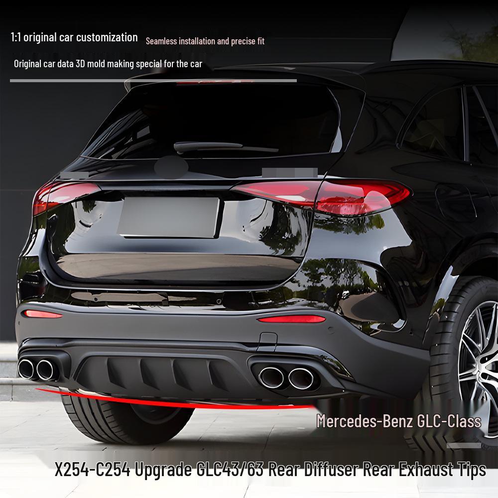 Compatible with Mercedes-Benz (24+) GLC-Class X254: GLC43/63 Rear Bumper Lip & Exhaust Tips (Domestic/International)
