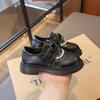 Kids Girls Soft Sole Black Casual Princess Leather Loafer Shoes