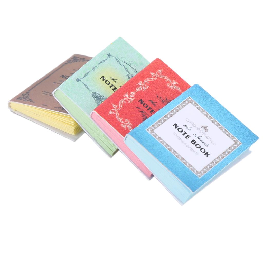 4pcs 1:12 Scale Miniature Dollhouse Books Mini Books Notebook Decoration Toy Accessories