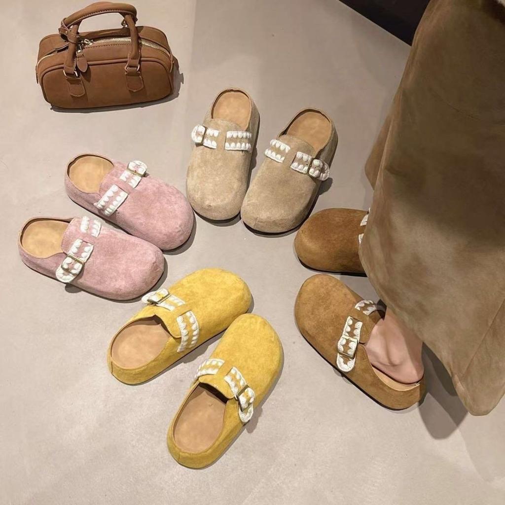 Stylish and Simple Bag Head Slippers Outer Wear 2025 Summer and Autumn New Design Sense Small Height Increase Boken Shoes