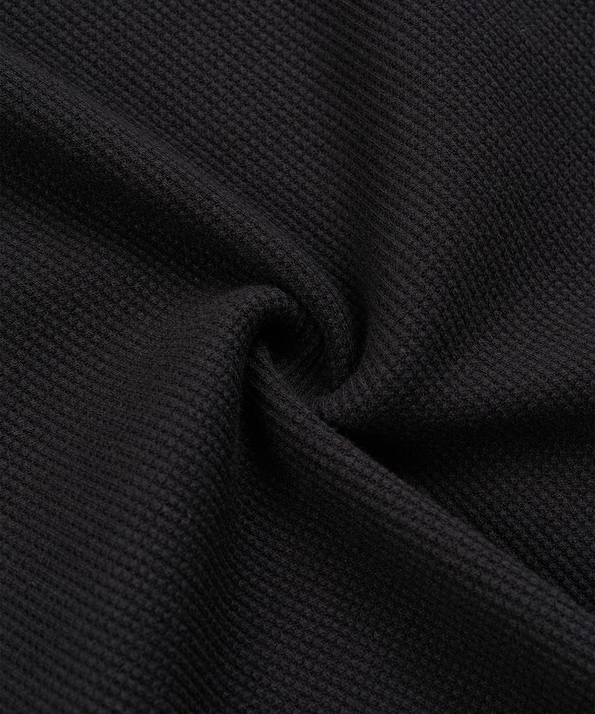 TOFFEE Waffle High-Neck Hooded Long Sleeve (Black)