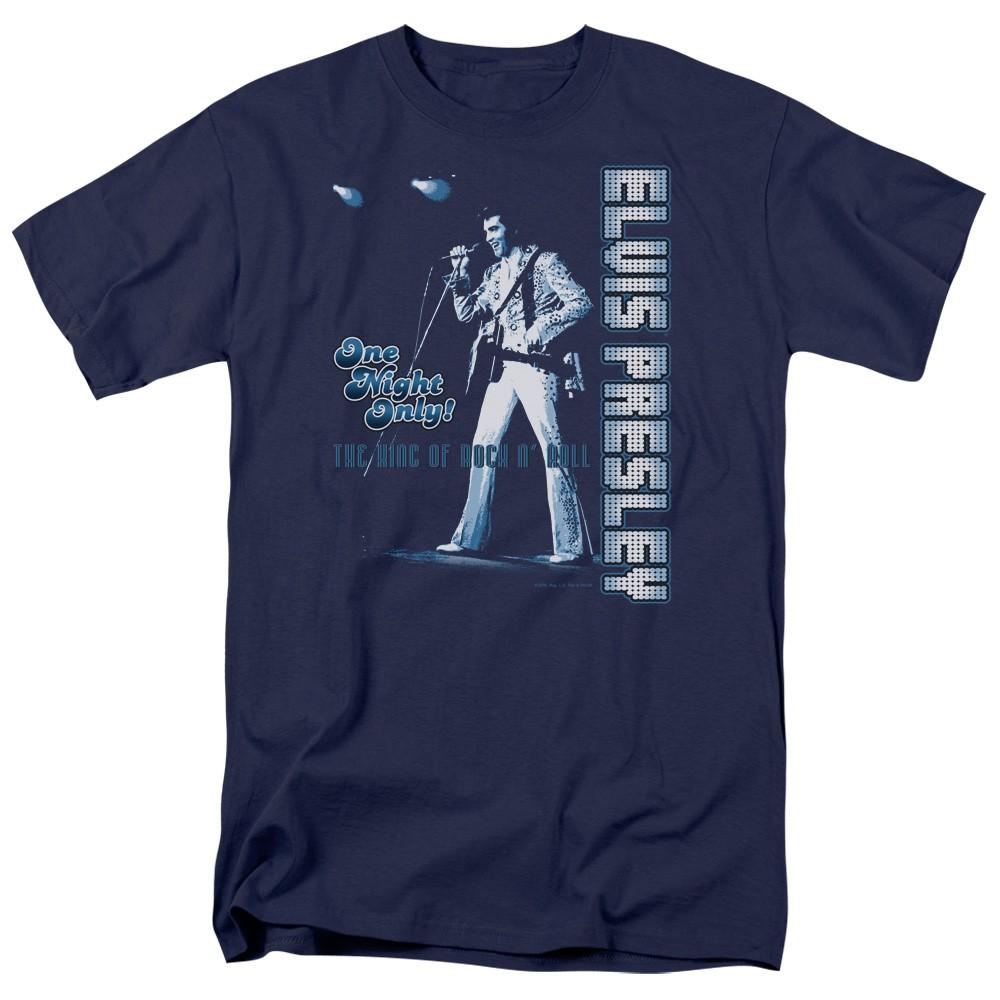 Elvis Presley - One Night Only - Adult Unisex Short Sleeve T-Shirt - Blue S