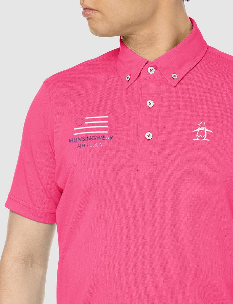 Munsingwear 2022 Golf Short Sleeve Dynamic PK00 Equivalent To Japanese Size 2L Spring/Summer Shirt, Moisture-Wicking, Coolist, Cut, Men's (Pink),