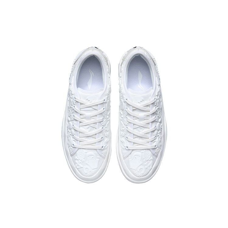 Li Ning CF Tracing Non-Slip Wear-Resistant Lightweight Low-Top Skate Shoes Unisex Skate Shoes Cloud-White AGLR216-1