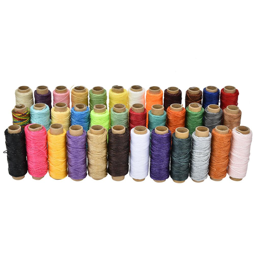 36 Colors 50 MetersRoll 150D Leather Crafts Sewing Thread Hand Stitching Waxed Thread