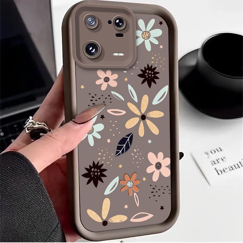 Cute Hand Drawn Flora Case for Xiaomi Mi 15 Pro 14 14T 13 13T 12 11 Lite 11T POCO X7 X6 5G X5 X3 NFC F6 F5 M7 M6 4G Cover Funda