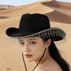 European and American New Party Party Fringed Rhinestone Top Hat Nightclub Style Party Jazz Hat Diamond Chain Decorative Hat Tide
