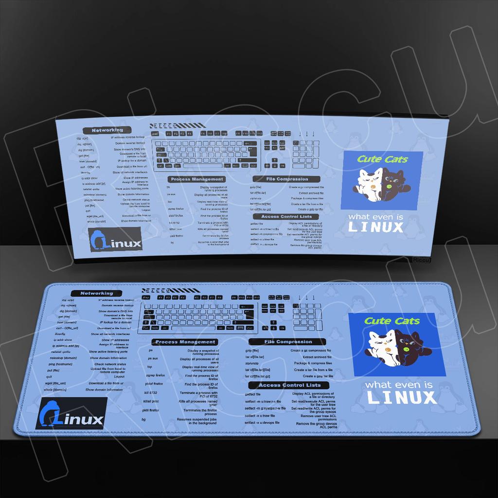 Programmer Office Laptop Soft Mousepad Linux Commands Line Desktop Mat xmm Office Computer Shortcuts Carpet PC Accessories
