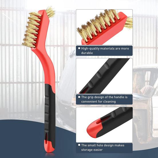 6ks/sada Sada drátěných kartáčů do úzkých prostorů Ergonomická dlouhá rukojeť Štětinový čisticí kartáč Kuchyň Koupelna Garáž Nástroj