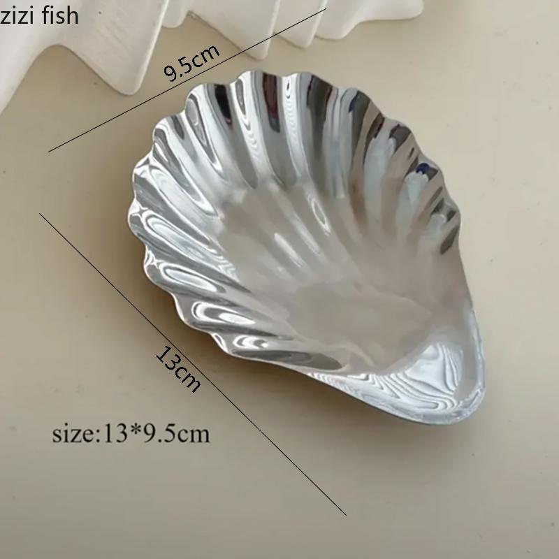 304 Stainless Steel Shell Plate Metal Cheese Plate Dessert Dish Jewelry Storage Plate Decorative Dish Featured Tableware