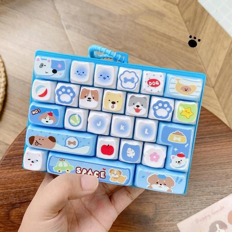 26 Grid Keyboard Fidget Clicker Keychain Antistress Keycap Toy Portable Bag Charm for Outdoor Camping Time Killing