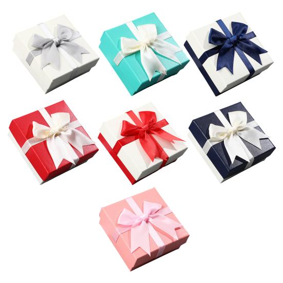 Caja de Regalo Cuadrada con Lazo de Cinta Día de San Valentín Dama de Honor Boda Cumpleaños Presente Caja de Envoltura con Tapa Caja Portátil para Empaque de Joyería