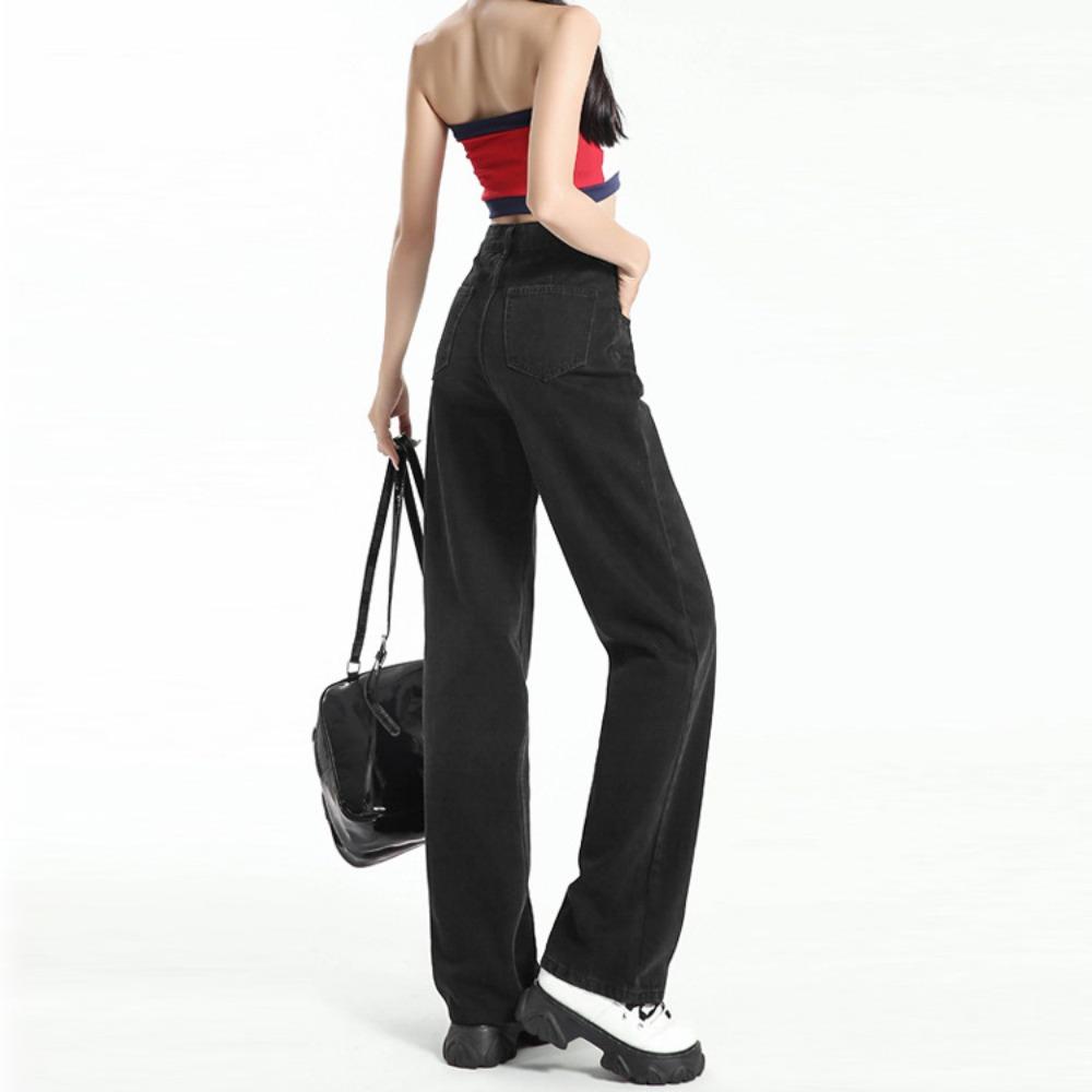 Straight Jeans Women's Autumn and Winter 2025 High-waisted Wide-leg Pants Small Slim Loose Mopping Jeans