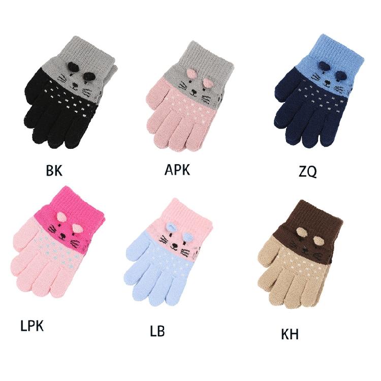 Crochet Full Finger Glove Cartoon for Cat Knitted Gloves Cute Toddler Kids Glove