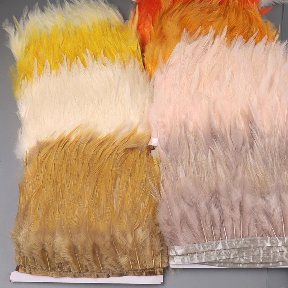 10Meters Hackle Feather Trim Rooster Neck Feather Ribbon Pheasant Feathers Fringe for Crafts Accessories Sewing Decoration