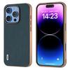 ABEEL For iPhone 16 Pro Case Electroplating Edge Genuine Cow Leather+PC+TPU Phone Cover