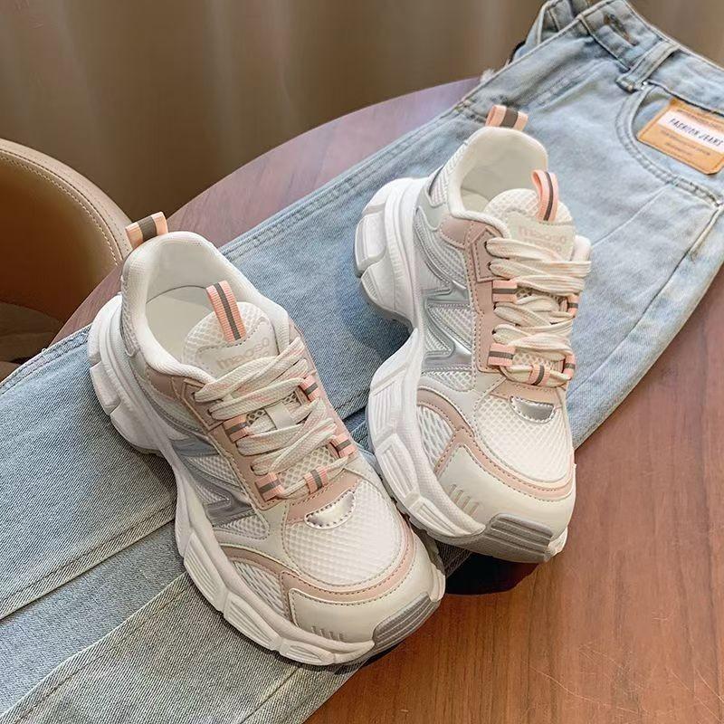 Breathable Heightening Dad Shoes Women 2025 Spring and Autumn Thin Lightweight Non-slip Sports Casual Shoes Muffin Commuter Shoes