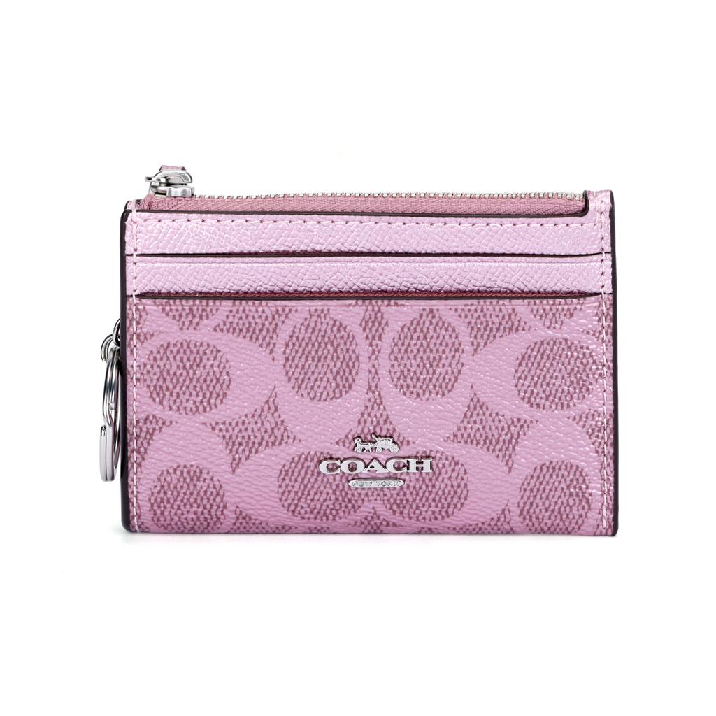 Coach Canvas With Leather Card Holder Mini Womens Pink