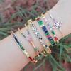 Rainbow Cubic Zirconia Tennis Bracelet Iced Out Chain Bracelets For Women Gold Color Adjustable Bracelet CZ Chain Homme Jewelry