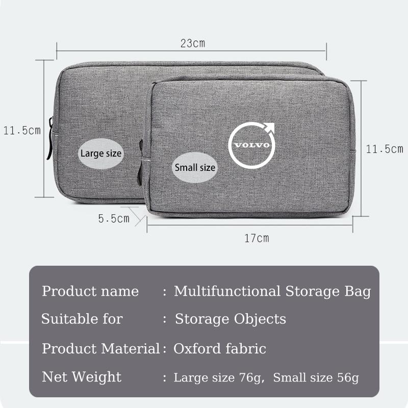 Cars Accessories Three-layer Charger Data Cable Organizer Bag For Volvo XC60 S60 V40 V60 XC40 V70 XC90 V90 V50 S90 S80 C30 S40