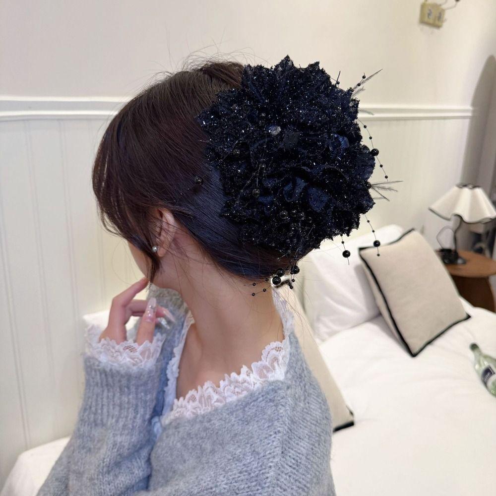 Plastic Hair Claw Peony Flower Flower Hairgrips Fashion Shark Clip  Women