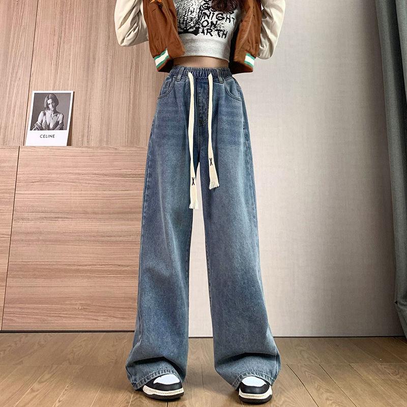 Plus Größe M-6XL Vintage Cargo Jeans Damen Frühling Herbst Y2k Streetwear Lose Hohe Taille Jeans Gerade Breite Bein Cargo Jeans Damen