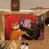 Cats Stage Party Oil Painting Art PVC Coil Doormat Cuttable Anti Slip Entrance DoorMat Dirt Sand Trapping Shoe Scraper Floor Rug