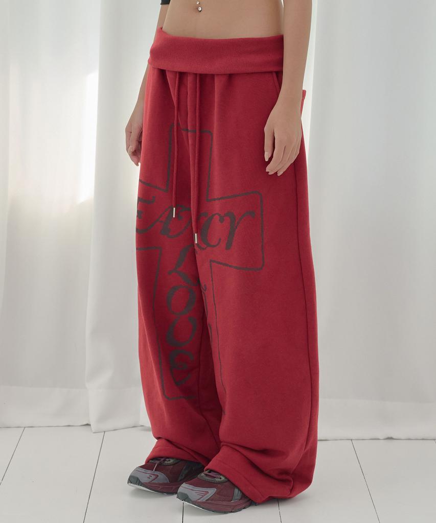 FANCY CLUB Pros Band Sweatpants (Cherry Red) F26Qd158