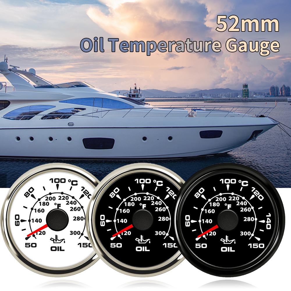 ELING Waterproof 52mm 2 Inch Oil Temperature Gauge 50-150℃ with 8 Colors Backlight 9-32V for Marine Car Boat Yacht