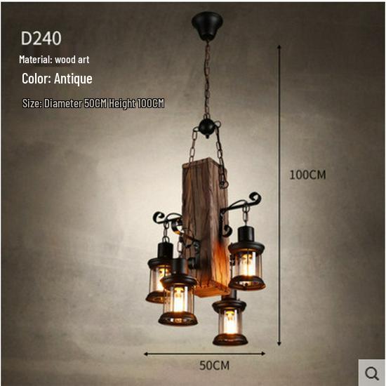 Vintage Industrial Wood Chandelier for Restaurants & Cafes