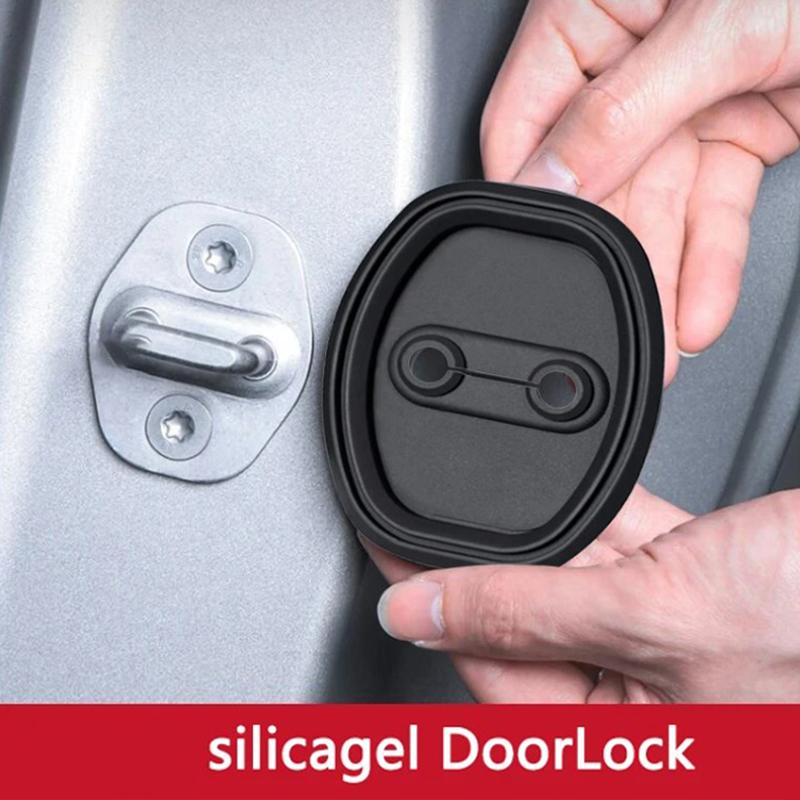 4Pcs Car Door Mute Damping Cushion Silicone Door Lock Buckle Car Door Anti-Collision Protective Cover