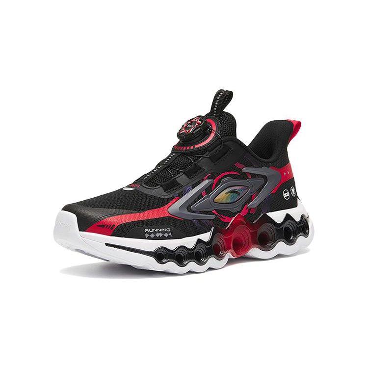 Anta Kids Energy Ring 8.0 Cushioning Non-Slip Shock Absorbing Durable Low-Top Running Shoes Kids Running Shoes Black Red 312245581-1