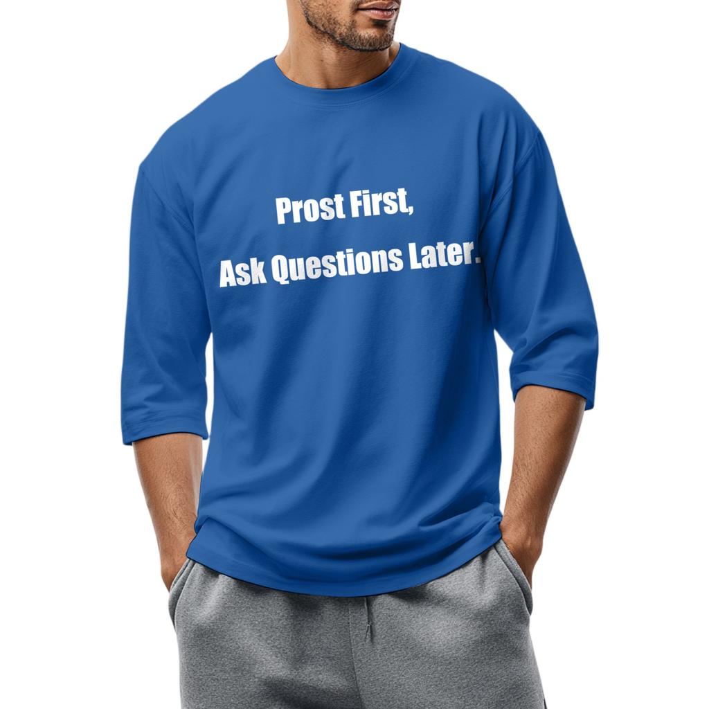 Men's fashionable casual round-neck three-quarter sleeve top T-shirt
