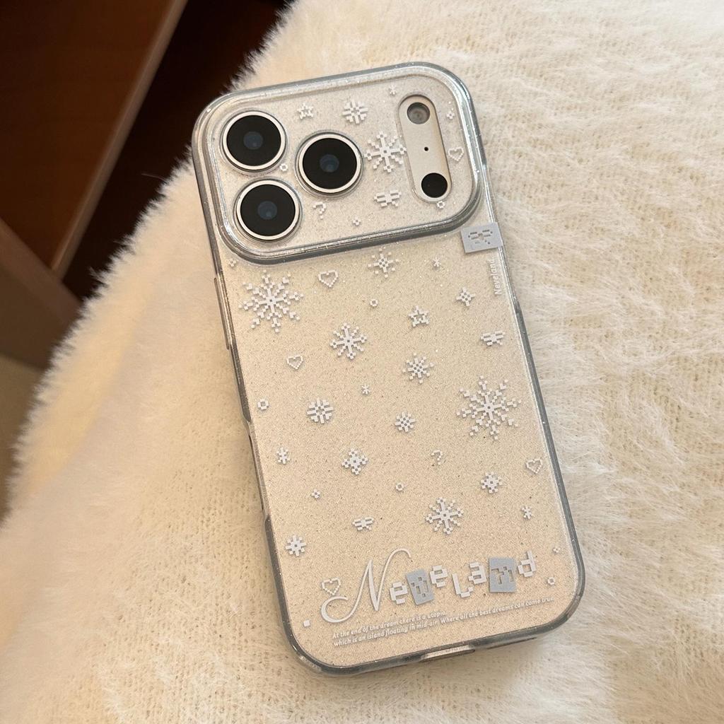 Simple White Snowflake Phone Case Suitable for iPhone 15, iPhone 16, iPhone 17 Pro Max