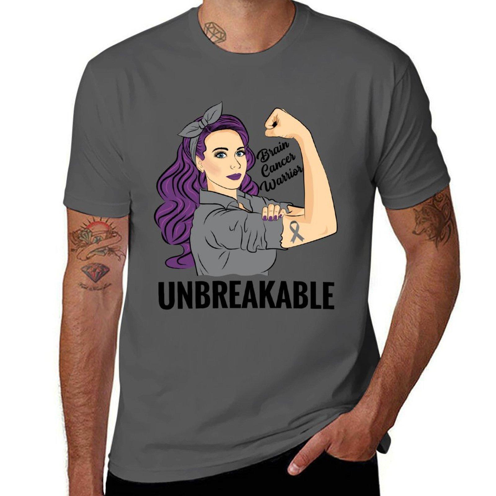 

Brain Cancer Warrior Unbreakable Awareness Support T-Shirt man t shirts high quality luxury brand cotton t shirt man T-Shirt 4XL