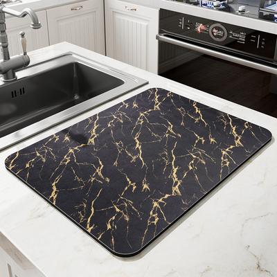 Kitchen Drain Mat Diatom Mud Absorbent Mat Countertop Kitchenware Insulation Mat Dishes Cups Leave-In Mat