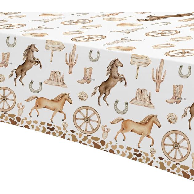 APOWBLS Western Cowboy Party Decorations Tablecloth - Disposable Wild West Cowboy Birthday Party Supplies Table Cover, Western Rodeo Cowboy Birthday