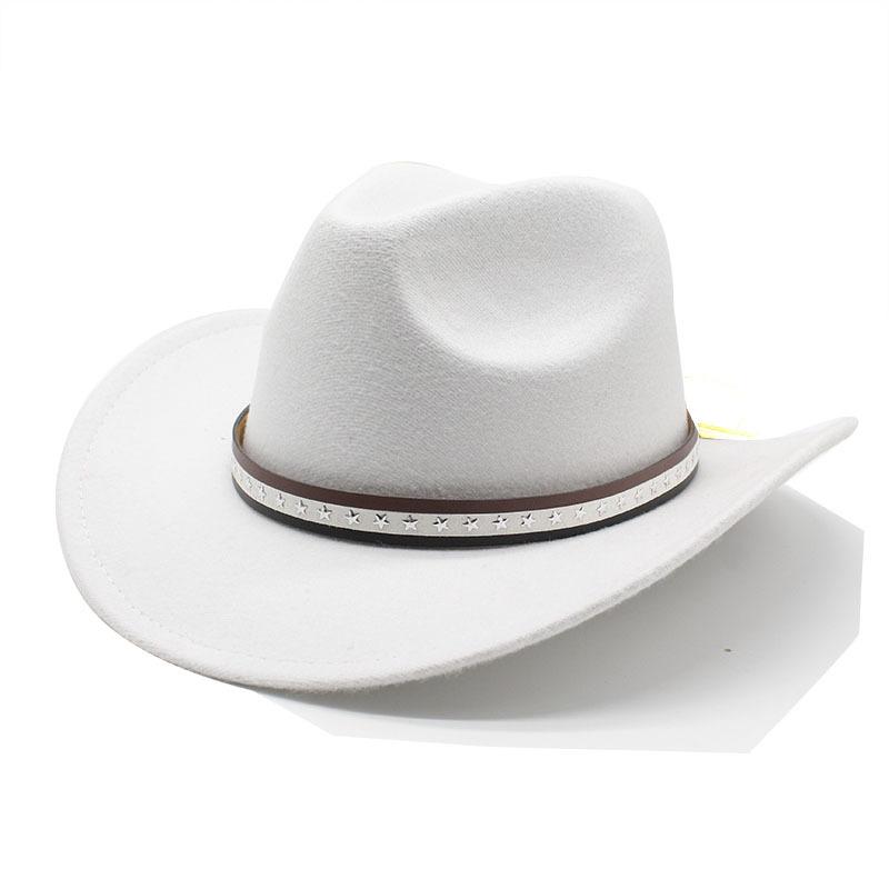 Felt Hat Retro Woolen Hat Cowboy Hat Belt Woolen Top Hat Ethnic Style Hat Retro Jazz Hat