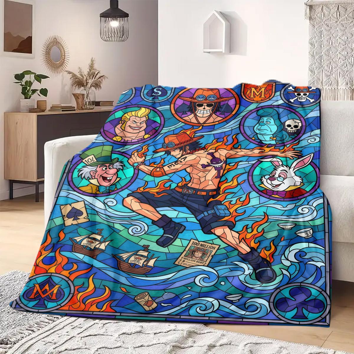 

OnePiece Anime Print Blanket Warm Comfortable Flannel Blanket Suitable for Bedrooms, Sofas, Beds, Chairs, Picnics, Travel 75x90cm
