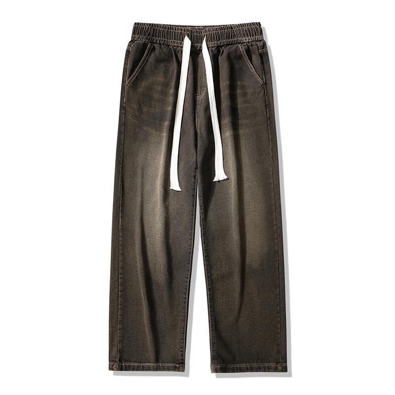 

Yadu - Four Seasons Washed Denim Retro Loose Straight-Leg Unisex Casual Pants 522 2XL