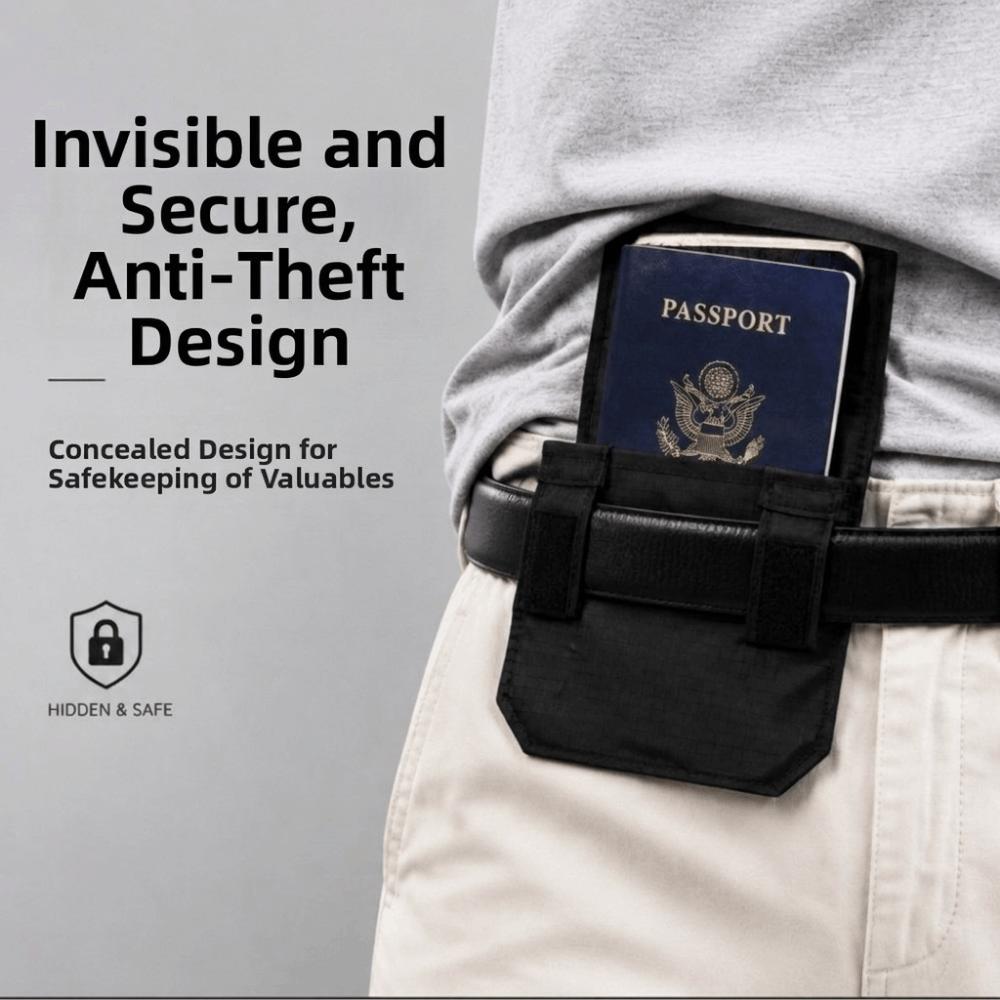 Portafoglio Mini Borsa da Cintura Usura Cintura Antifurto Borsa da Vita Uomo Portafoglio da Cintura per Passaporto Carta d'Identità Contanti