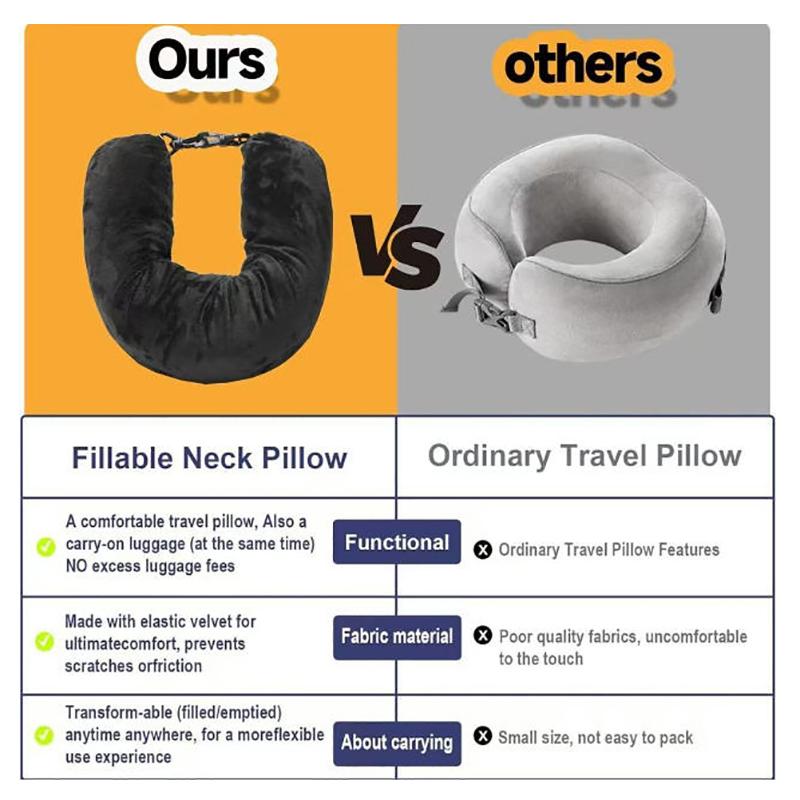 Neck Pillow Travel Pillow Sleeping Pillows Bag With Fillable Cover U Shaped Velvet Pillowcase Storage For Airplane Cylinder