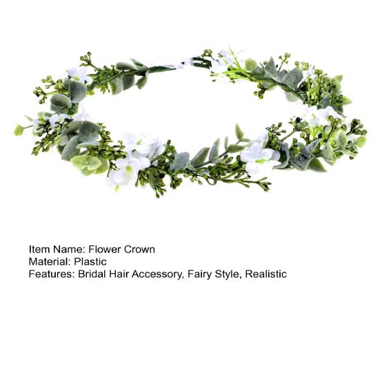 Bridal Flower Crown Fairy Style Flower Crown Artificial Flowers Eucalyptus Leaf Chaplet Head Wreath for Weddings Beach Vacation Photo Props