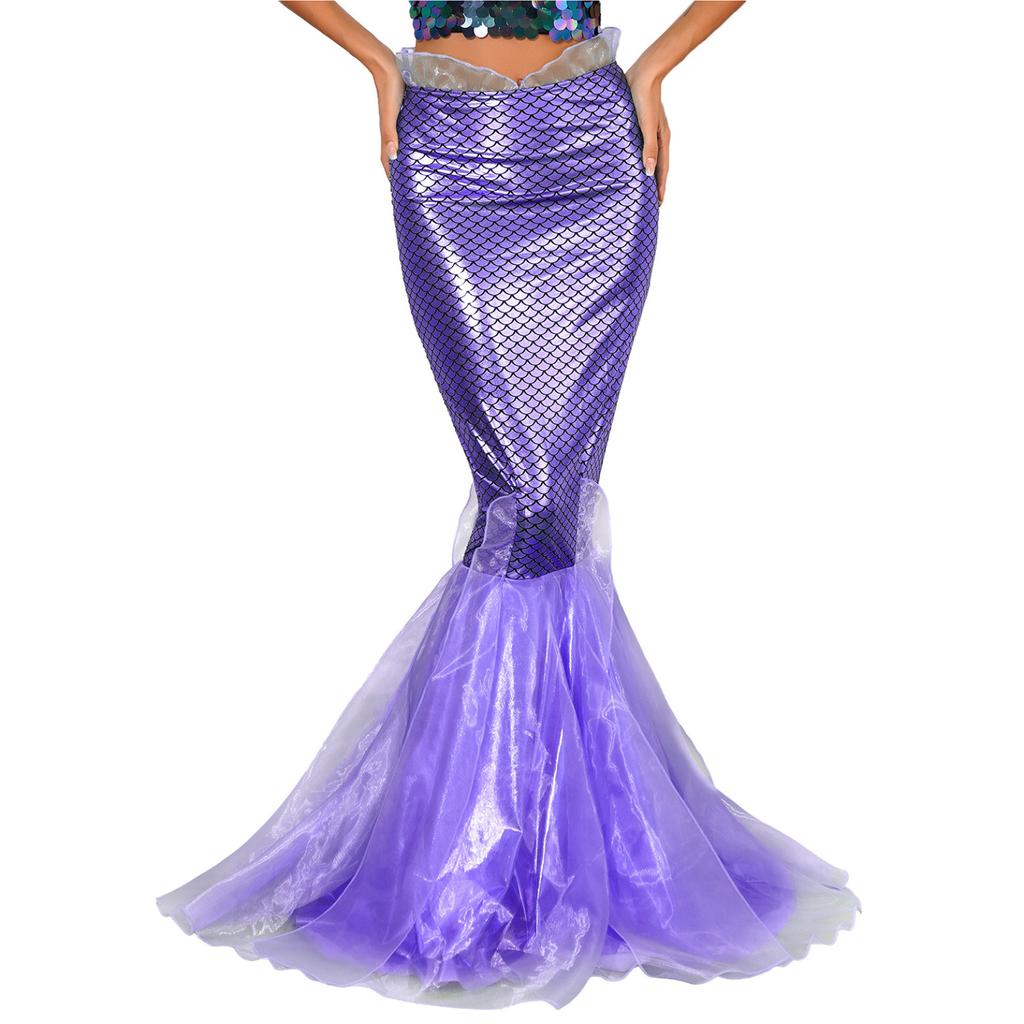 Costume De Sirène Pour Femme - Robe Queue De Poisson Taille Haute - Pour Halloween, Cosplay, Soirée
